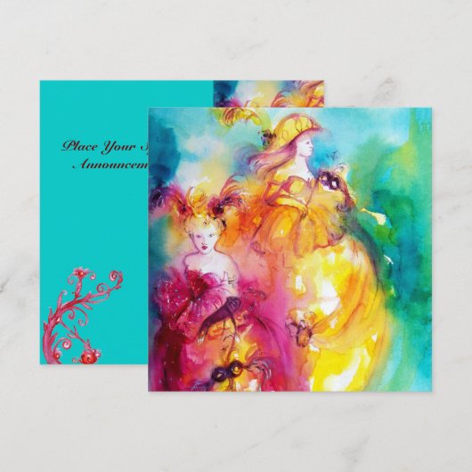 RONDO IN LAGOON, Sweet Sixteen Masquerade Party Kaart (Voorkant / Achterkant)