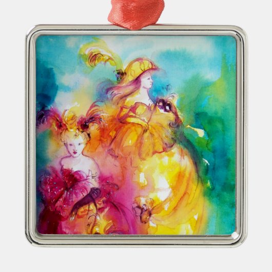 RONDO IN LAGOON/Venetiaanse Masquerade Ball Metalen Ornament (Voorkant)