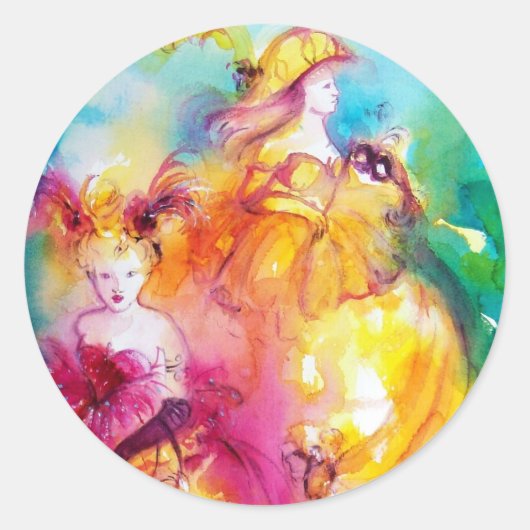 RONDO IN LAGOON/Venetiaanse Masquerade Ball Ronde Sticker (Voorkant)