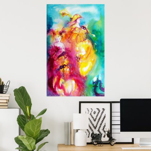 RONDO IN LAGOON/Venetian Masquerade Ball Canvas Poster (Thuiskantoor)