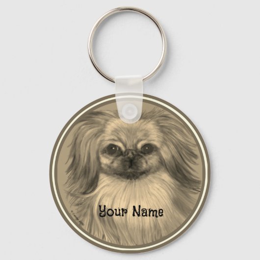 Rondo Pekingees honden-sleutelhanger Sleutelhanger (Voorkant)