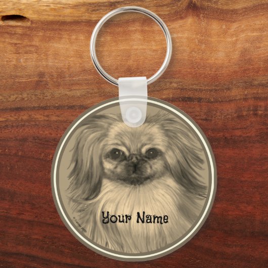 Rondo Pekingese dog sleutelhanger (Voorkant)