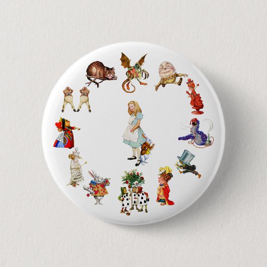 Rondom Alice in Wonderland Ronde Button 5,7 Cm (Voorkant)