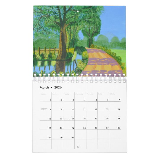 Rondom de wereldkalender kalender (Mar 2026)