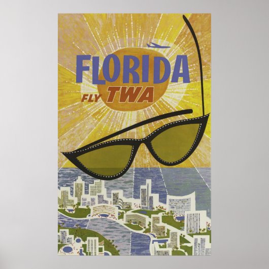 rondreisposter Florida, illustratie retro Poster (Voorkant)
