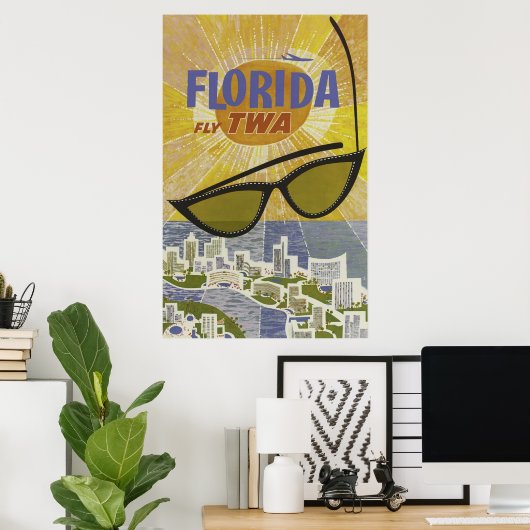 rondreisposter Florida, illustratie retro Poster (Thuiskantoor)