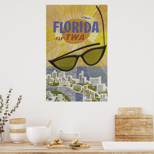  rondreisposter Florida, illustratie retro Poster (Keuken)