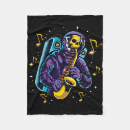 Rondreizend Astronautenskelet Speelt Saxofoon Fleece Deken