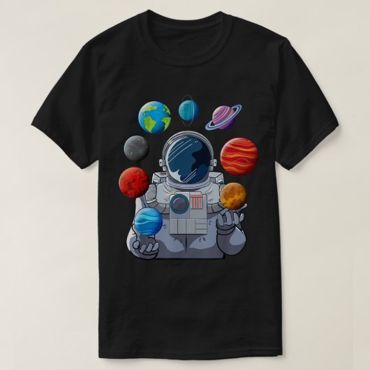 Rondreizende astronaut planeten kunst t-shirt (Design voorkant)