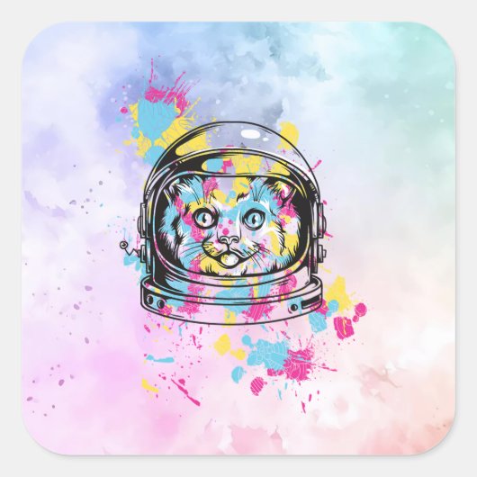 Rondreizende Kat Vierkante Sticker (Voorkant)