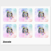Rondreizende Kat Vierkante Sticker (Vel)