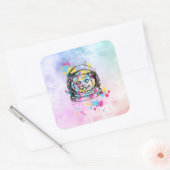 Rondreizende Kat Vierkante Sticker (Envelop)