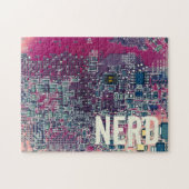 Rondretro-ontwerp van de rode kringplaat legpuzzel (Horizontaal)