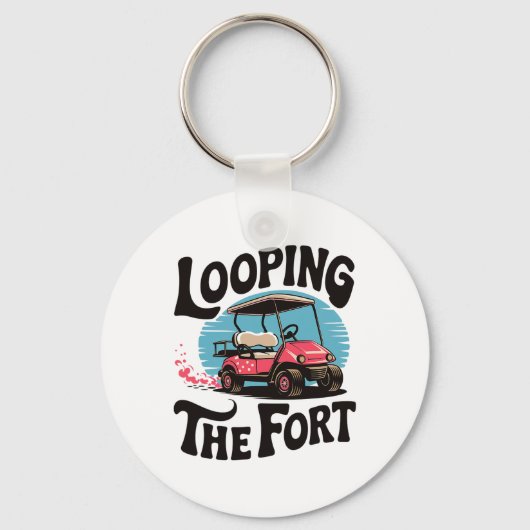 Rondrit Fort Golfkar Camping Grappige Vakantie Sleutelhanger (Voorkant)