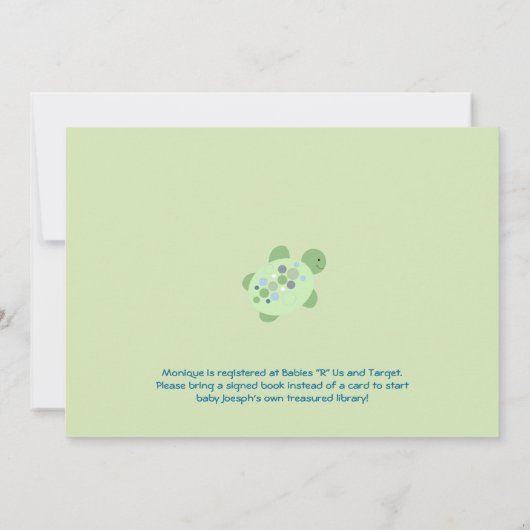 Rondschildpad Baby shower Uitnodiging - Licht groe (Achterkant)