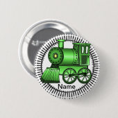 Rondspeld met groene trein ronde button 5,7 cm (Voorkant /achterkant)
