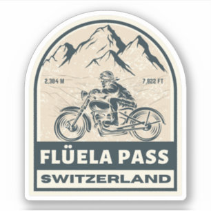 Rondtournee door Flüela Pass zwitserse alps Sticker