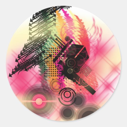 Rondtrekkers met verdringing ronde sticker (Voorkant)