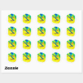 Rondtrekkers met verdringing ronde sticker (Vel)