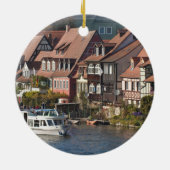 Rondvaartboot in Klein Venedig en rivier de Regnit Keramisch Ornament (Achterkant)