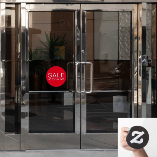 Rondverkoopteken met aangepaste tekst of maximaal  raamsticker (Kantoordeur)