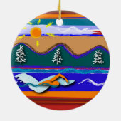 Rondversiering van het Open Water Swim-meer Keramisch Ornament (Achterkant)