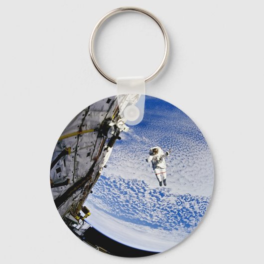 Rondwandeling van astronaut in de ruimte sleutelhanger (Voorkant)
