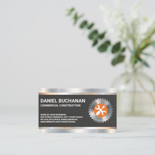 Rondzaagmoersleutel schroevendraaier | Metalen afw Visitekaartje (Staand voorkant)