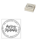 Rondzendadres voor prettige kerstkalligrafie rubberstempel (Gestempeld)