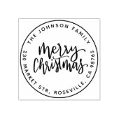 Rondzendadres voor prettige kerstkalligrafie rubberstempel (Afrduk)