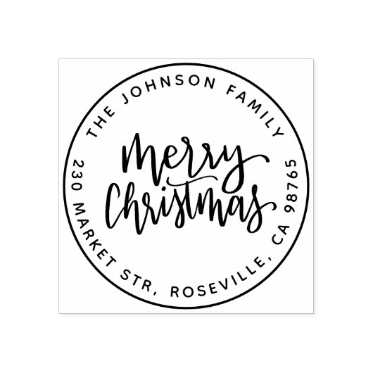 Rondzendadres voor prettige kerstkalligrafie rubberstempel (Afrduk)