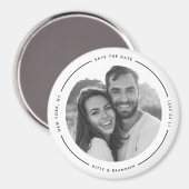 Rondzwart en wit bewaren de datum met foto magneet (Voorkant / Achterkant)