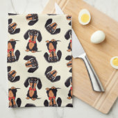 Rondzwervende Dachshund Keukenhanddoeken (Quarter Fold)