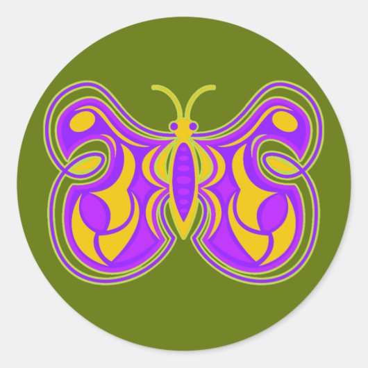  rondzwevende vlinder ronde sticker (Voorkant)
