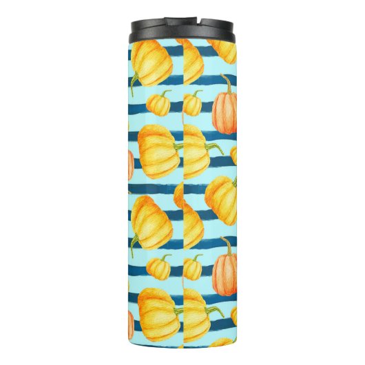 Rong Oranje pompoen. Naadloze Waterverf Thermosbeker (Achterkant)