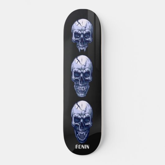 RONIN BRAND BLACK SKID ROW SKULLS Skateboard Decli (Voorkant)