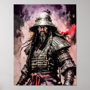 Ronin samoerai krijger inkt tekening poster
