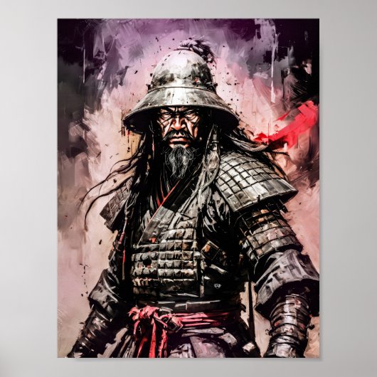 Ronin samoerai krijger inkt tekening poster (Voorkant)