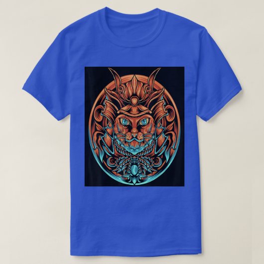 Ronin Samurai Cat met helm grafisch T-shirt (Design voorkant)