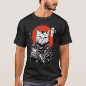 Ronin Samurai Cat met Katana en Japan Rising Sun T-shirt (Voorkant)