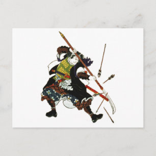 Ronin Samurai Deflecterende pijlen Japanse kunst Briefkaart