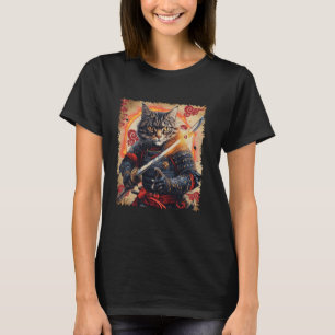 Ronin Samurai Kattenkrijger met Katana Feline Bush T-shirt