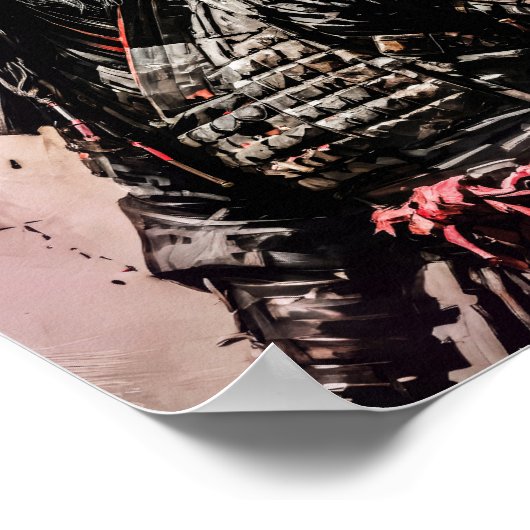 Ronin samurai krijger inkt tekening poster (Hoek)