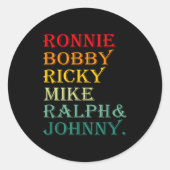 Ronnie Bobby Ricky Mike Ralph And Johnny  Ronde Sticker (Voorkant)