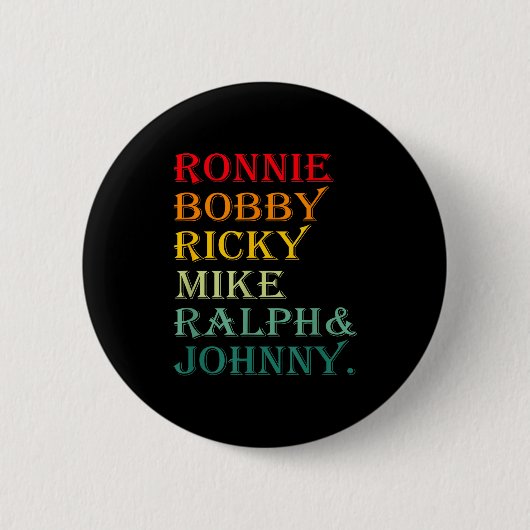 Ronnie Bobby Ricky Mike Ralph En Johnny  Ronde Button 5,7 Cm (Voorkant)