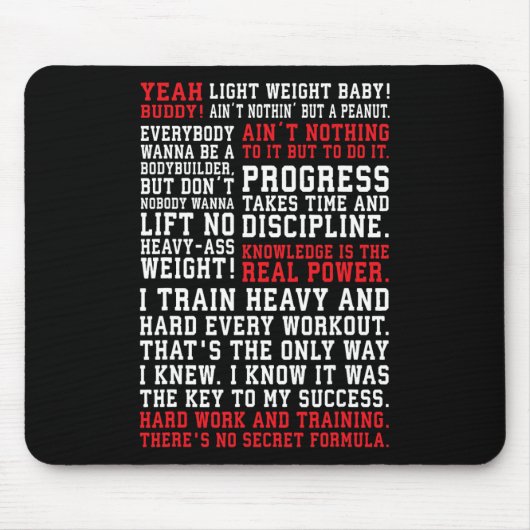 Ronnie Fitness citeert Gym Workout Bodybuilding Mo Muismat (Voorkant)