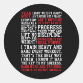 Ronnie Fitness citeert Gym Workout Bodybuilding Mo Ronde Sticker (Voorkant)