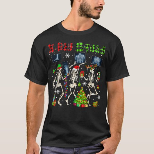 Röntgen-eenheid Kerstmis Drie Kerstman Rendier Elf T-shirt (Voorkant)