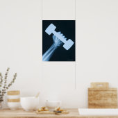Röntgenafbeelding van menselijke hand met gewicht, poster (Keuken)