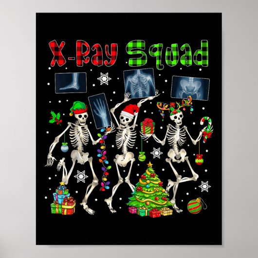 Röntgeneskader Kerst Drie Kerstman Rendier Elf Rön Poster (Voorkant)
